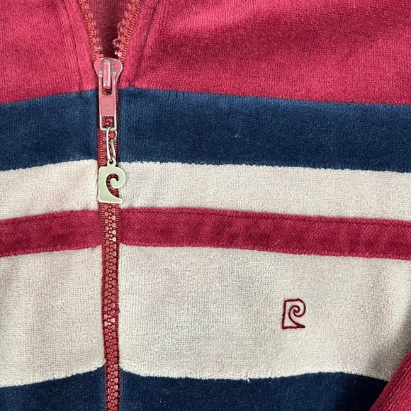 Vintage Pierre Cardin Velour Track Large Jacket Burgundy Stripe Made in USA '80s - Picture 3 of 11